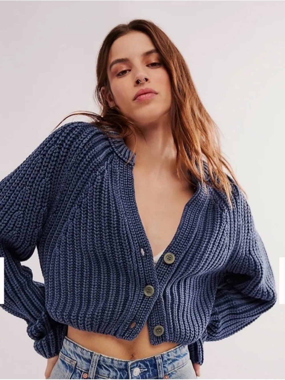 Free People Sweet Nothing Cardi in Navy Size XL
